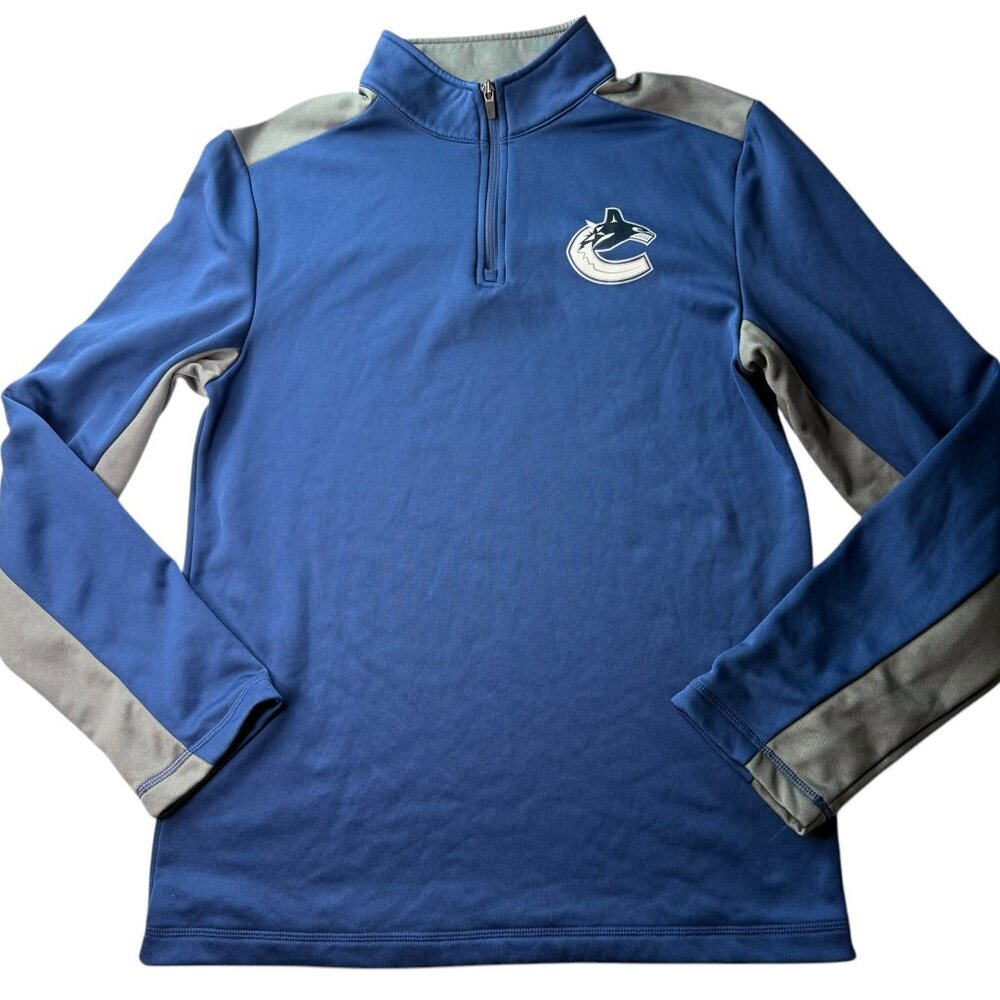 FANATICS Hockey 1/4 Zip Pullover Blue Gray Men's Medium Vancouver Canucks